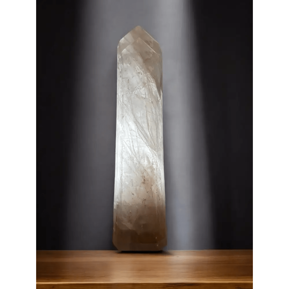 Polished rock crystal point with impressive height - Mitho by Mineralienhotel