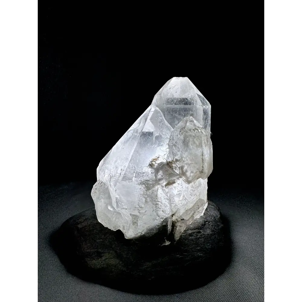 Transparenter Bergkristall-Quarzcluster für Bergkristall-Lampe mit Doppelspitzen