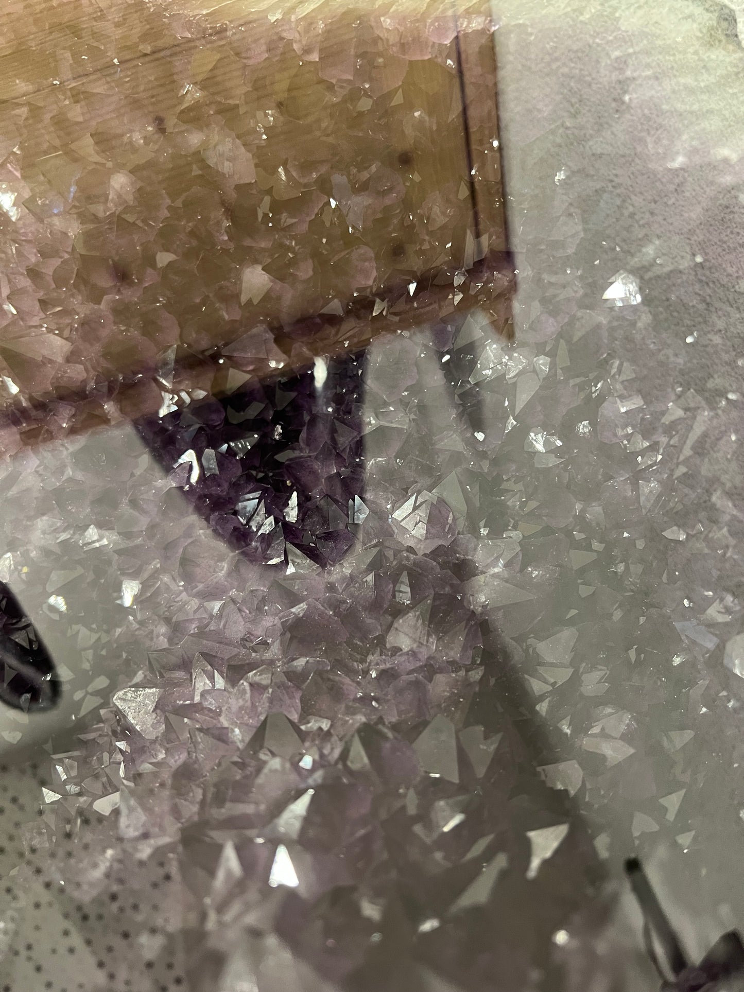 Amethyst geode table with glass top