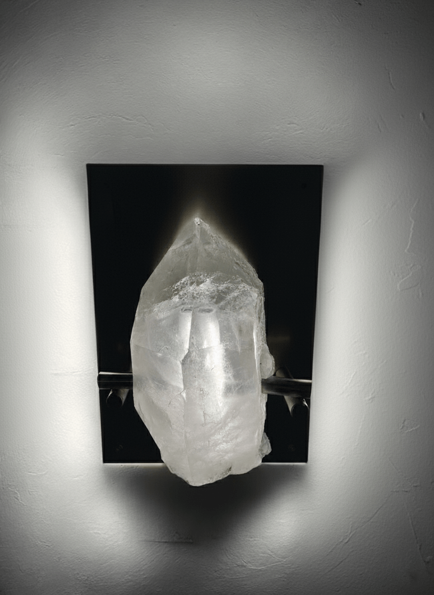 Handcrafted Rock Crystal Wall Lamp - Mitho by Mineralienhotel