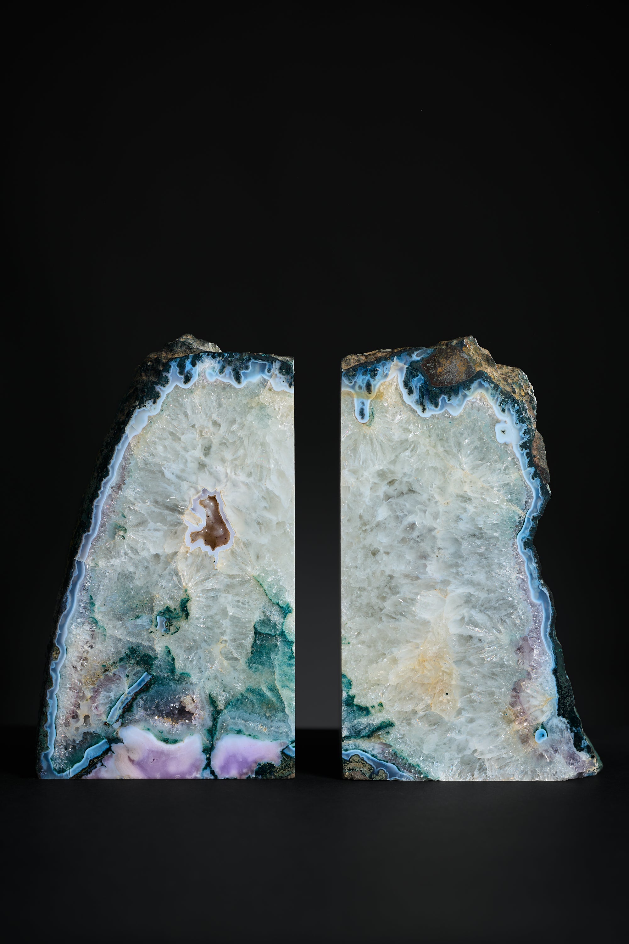 Agate Quartz Geode Pair – Brazil