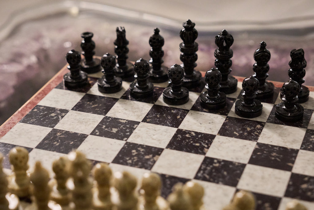 Marble Chess Set with Pieces in Natural Stone
