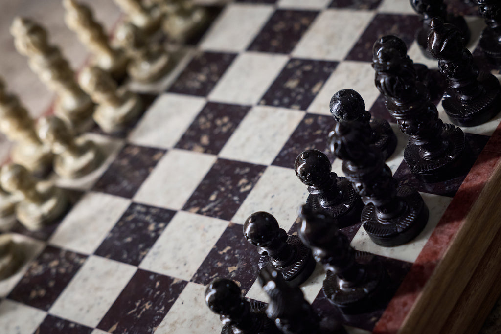Marble Chess Set with Pieces in Natural Stone