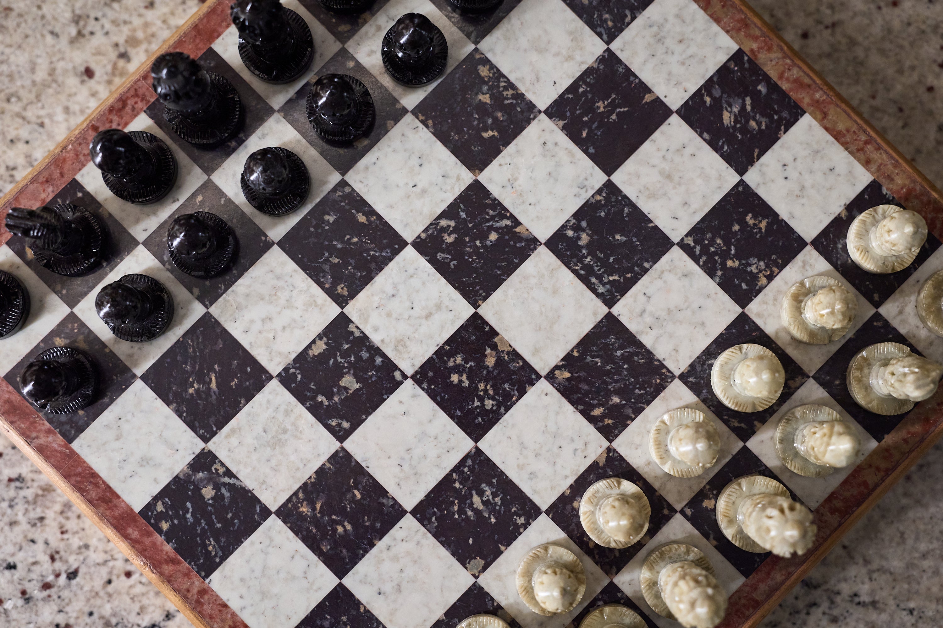 Marble Chess Set with Pieces in Natural Stone