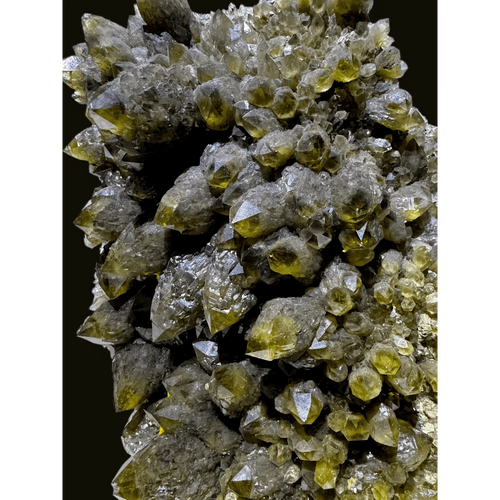 Close-up of artichoke smoky quartz showing distinctive layered crystal formation detail