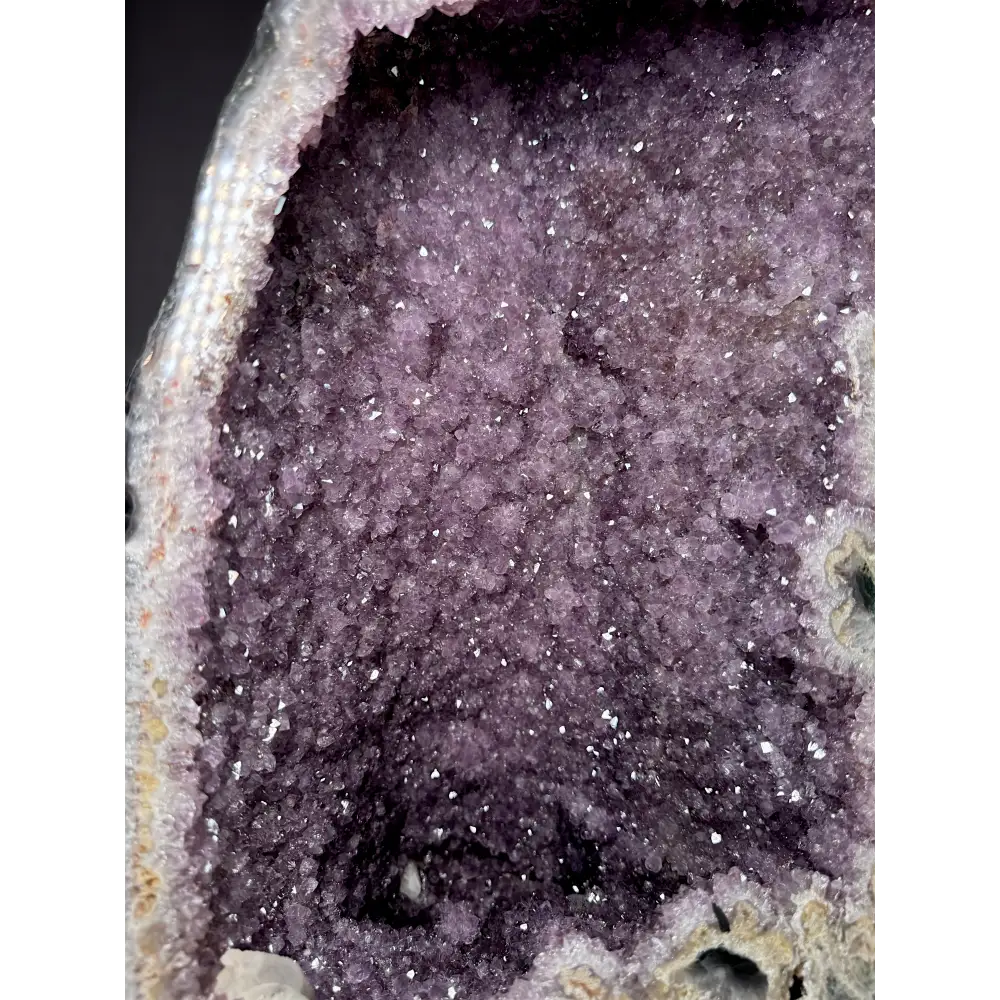Kompakte Amethyst-Druse mit funkelnden Kristallen als dekoratives Schmuckstück