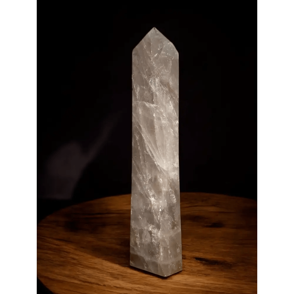 Polished rock crystal point with impressive height - Mitho by Mineralienhotel